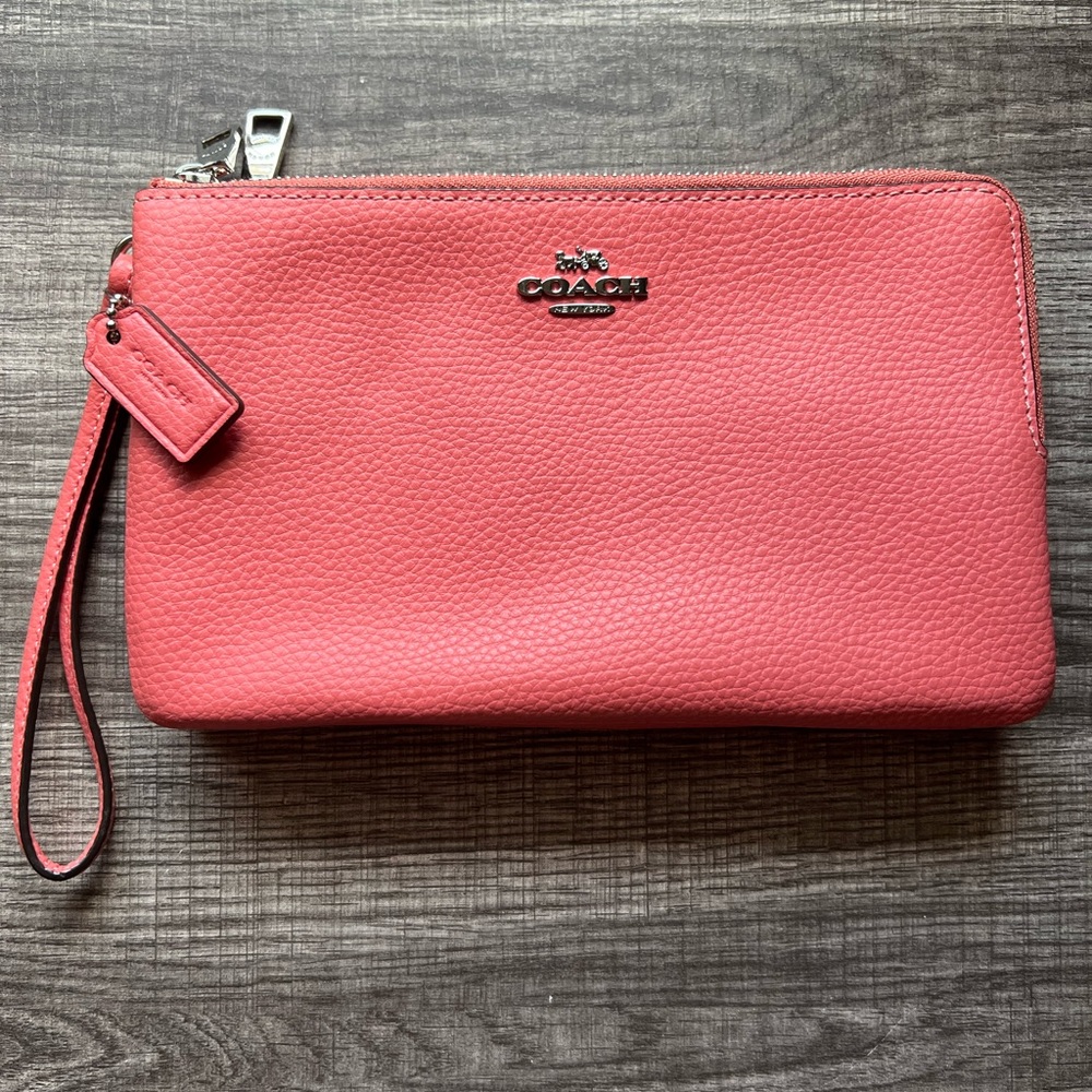 SOLD - Coach Large Double Zip Wallet in Coral - NWOT